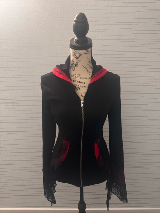 Tripp nyc Sweaters - Tripp nyc Corset Zip Hoodie Black/Red/Lace/ in Size S in EUC